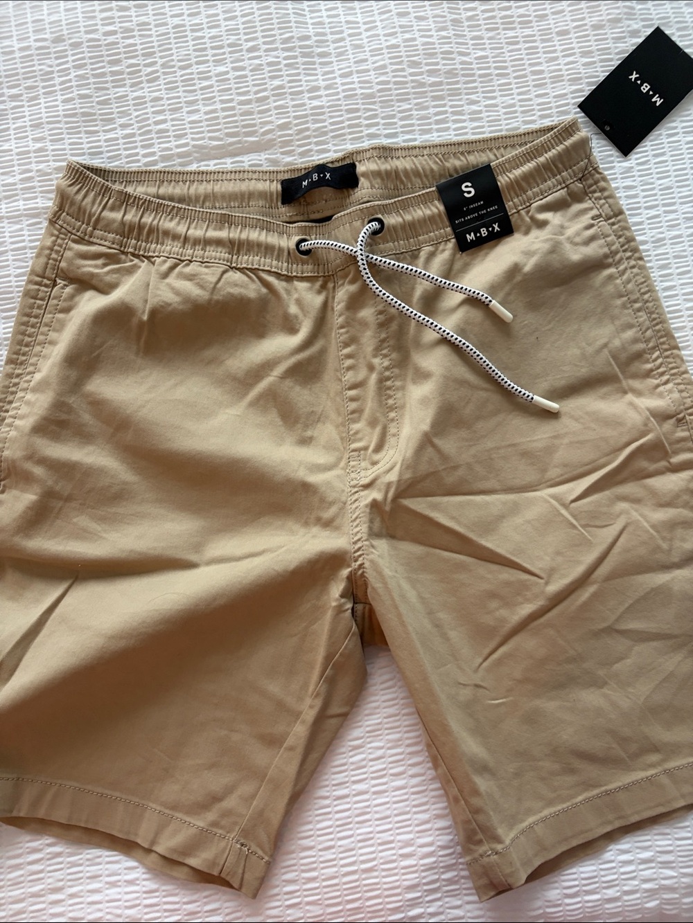 M·B·X Men's Athletic Drawstring Shorts in Tan